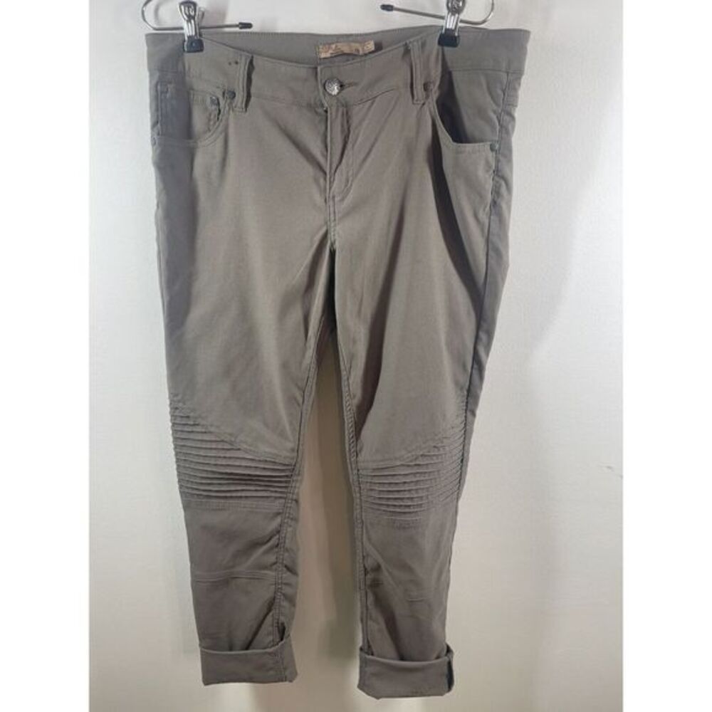 Prana Pants 3378 Womens Sz 10 Green Army Ribbed Knee Biker Outdoors Nylon Ladies